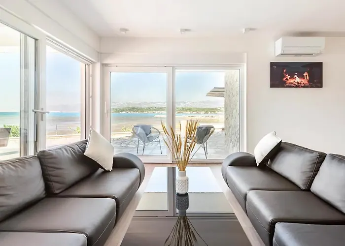 Maritime - Exklusive Strandvilla Mit Beheiztem Pool, Grillhuette & Meerblick Bei Zadar 빌라